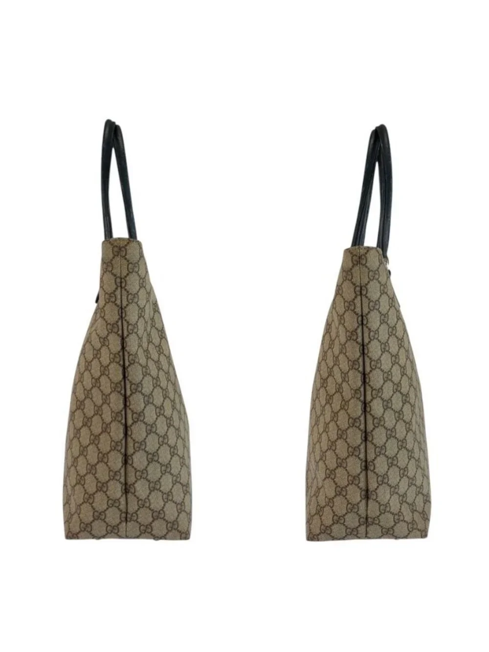 Gucci Beige Green GG Supreme Canvas Leather Tote